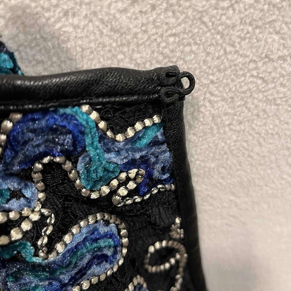 Dennis Basso Women's Black Aqua Blue Embroidery Lace Lined Jacket Size US 12 NEW - Picture 13 of 16